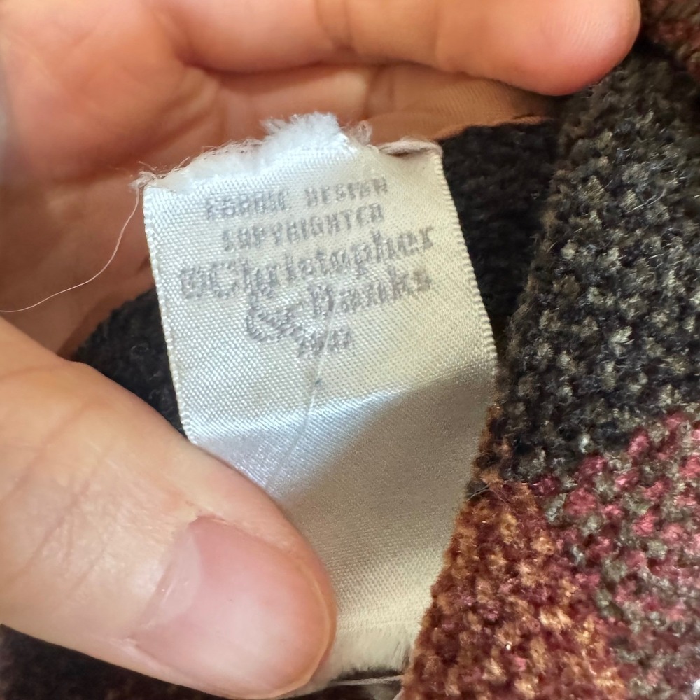 VTG 90s‎ Christopher & Banks Plaid Chenille Cardigan Fall Gorpcore Cabin Woods - Picture 10 of 13